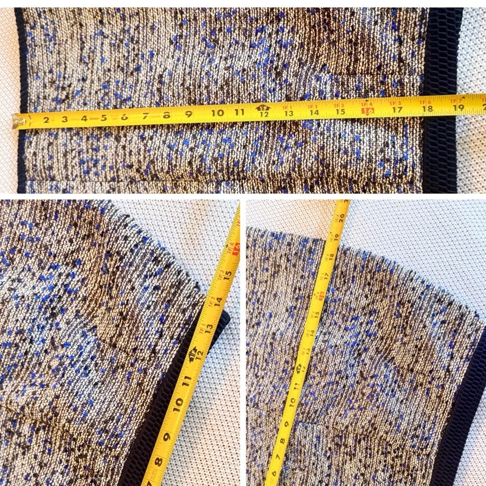J. CREW Navy Tweed Skirt w Gold Zipper Front Slit